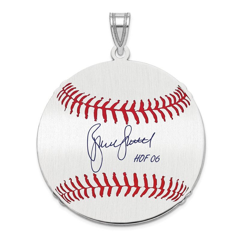 Sterling Silver Bruce Sutter Signature Lg Enamel Baseball Pendant